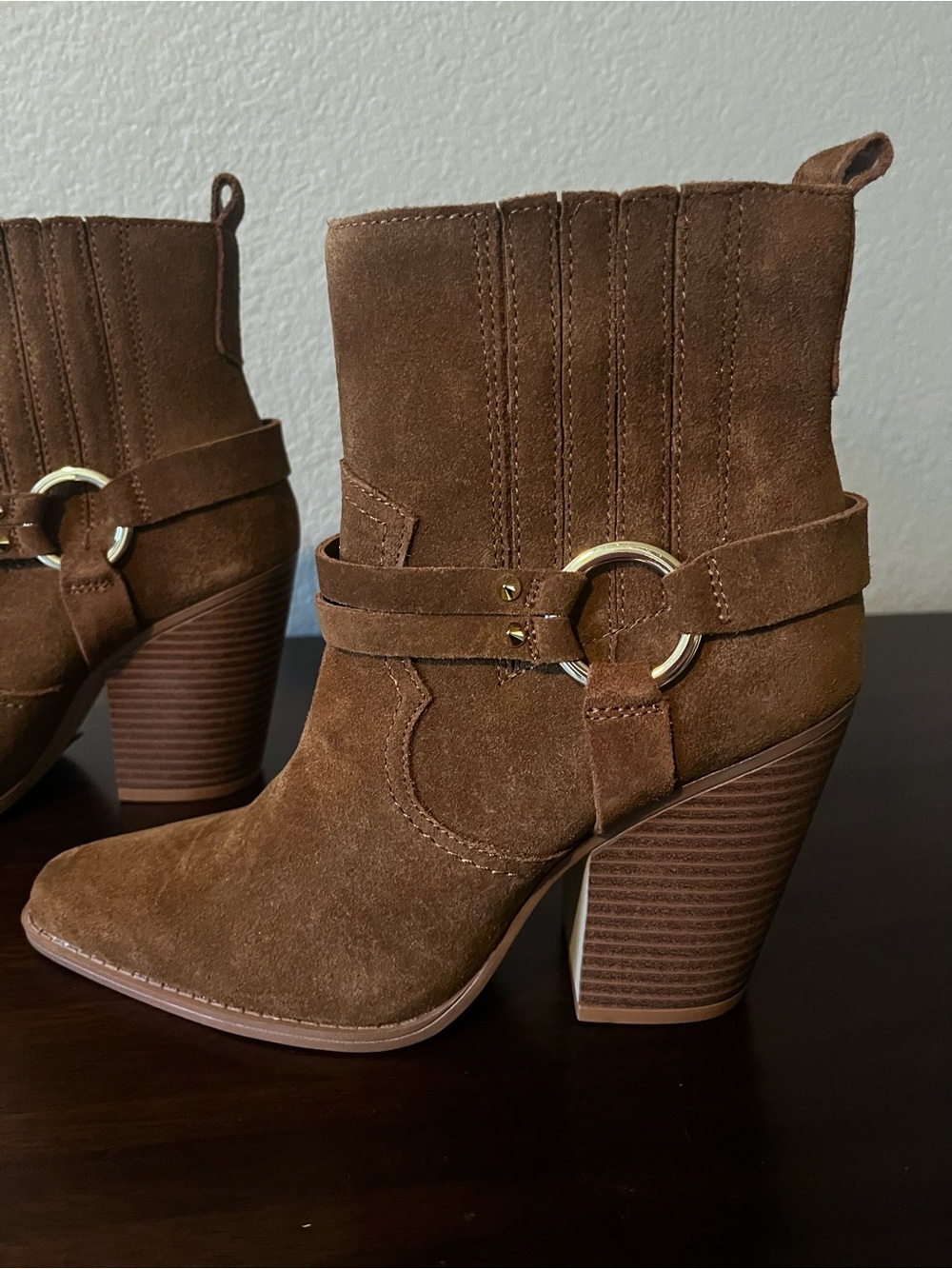 Aldo Brown Suede Ankle Boots Western Style